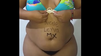 Chubby Mexican posing for some photos and her boyfriend masturbates and comes on her feet, shows tits for the photos and in the video