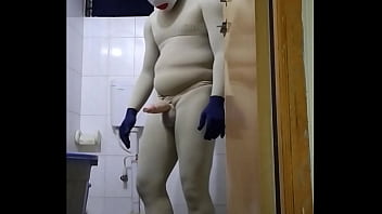 Zentai penis foreskin bath slave