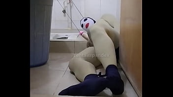 Zentai slave penis toilet bondage