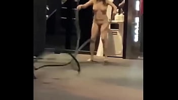 A woman naked in the gym