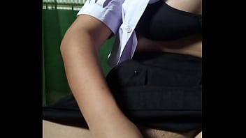 Masturbate while wearing a school uniform