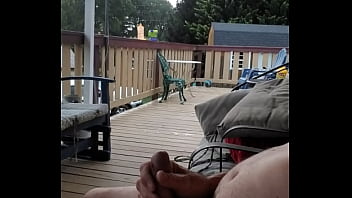 Front porch completely naked edging my cock