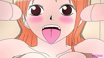 Nami happened to meet three people and had sex together(One Piece)