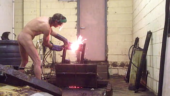 The office slut has to do so many different jobs naked. Including oxyacetylene cutting