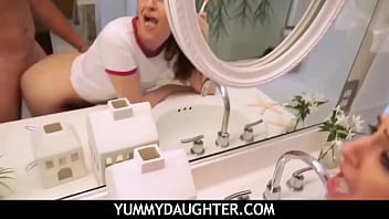 Teen Stepdaughter Brushing Teeth Fuck POV