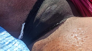 Outside on all four peeing my panties as I show you my hair vagina slurp my pee up and spit it on u