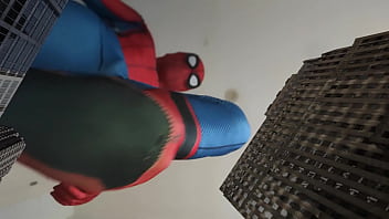 colossal spiderman crushes city with his feet